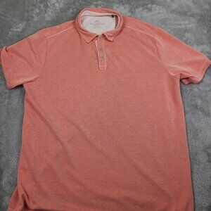 Tommy Bahama Tencel Polyester Blend‎ Polo Shirt XL Coral Mens